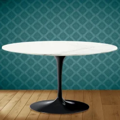 Viadurini Living Moderne Couchtische|Tulip Tische-Tulip Eero Saarinen H 41 Ovaler Couchtisch aus Rem-Keramik, hergestellt in Italien – Scarlet