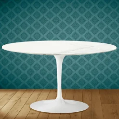 Viadurini Living Moderne Couchtische|Tulip Tische-Tulip Eero Saarinen H 41 Ovaler Couchtisch aus Rem-Keramik, hergestellt in Italien – Scarlet