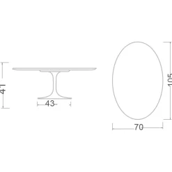 Viadurini Living Moderne Couchtische|Tulip Tische-Tulip Eero Saarinen H 41 Ovaler Couchtisch aus Rem-Keramik, hergestellt in Italien – Scarlet