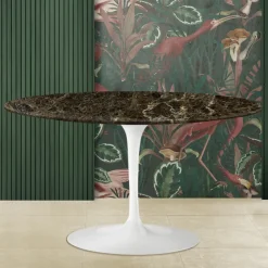 Viadurini Living Moderne Couchtische|Tulip Tische-Tulip Eero Saarinen H 41 Ovaler Couchtisch aus dunklem Emperador-Marmor, hergestellt in Italien – Scarlet