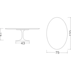 Viadurini Living Moderne Couchtische|Tulip Tische-Tulip Eero Saarinen H 41 Ovaler Couchtisch aus dunklem Emperador-Marmor, hergestellt in Italien – Scarlet