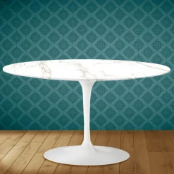 Viadurini Living Tulip Tische|Moderne Couchtische-Tulip Eero Saarinen H 41 Ovaler Couchtisch aus Entzo-Keramik, hergestellt in Italien – Scarlet