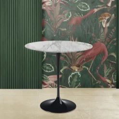 Viadurini Living Moderne Couchtische|Tulip Tische-Tulip Eero Saarinen H 52 Ovaler Couchtisch aus Arabeskenmarmor, hergestellt in Italien – Scarlet