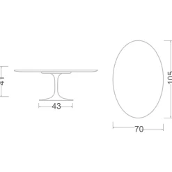 Viadurini Living Moderne Couchtische|Tulip Tische-Tulip Eero Saarinen H 41 Ovaler Couchtisch mit Arabesken-Marmorplatte, hergestellt in Italien – Scarlet