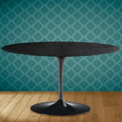 Viadurini Living Moderne Couchtische|Tulip Tische-Tulip Eero Saarinen H 41 Ovaler Couchtisch aus Sirius-Keramik, hergestellt in Italien – Scarlet