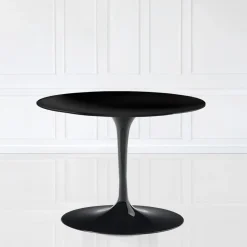 Viadurini Living Moderne Couchtische|Tulip Tische-Tulip Eero Saarinen H 39 Ovaler Couchtisch aus schwarzem Flüssiglaminat, hergestellt in Italien – Scarlet