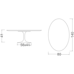 Viadurini Living Moderne Couchtische|Tulip Tische-Tulip Eero Saarinen H 41 Ovaler Couchtisch mit weißer Flüssiglaminatplatte – Scarlet