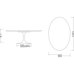 Viadurini Living Moderne Couchtische|Tulip Tische-Tulip Eero Saarinen H 41 Ovaler Couchtisch mit weißer Flüssiglaminatplatte – Scarlet