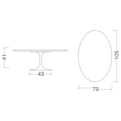 Viadurini Living Moderne Couchtische|Tulip Tische-Tulip Saarinen Couchtisch H 41 mit ovaler Platte aus schwarzem Flüssiglaminat, hergestellt in Italien – Scarlet