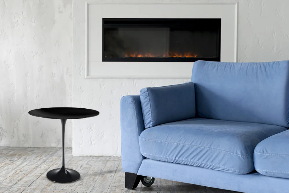 Viadurini Living Moderne Couchtische|Tulip Tische-Tulip Saarinen Couchtisch H 52 mit ovaler Platte aus schwarzem Flüssiglaminat, hergestellt in Italien – Scarlet