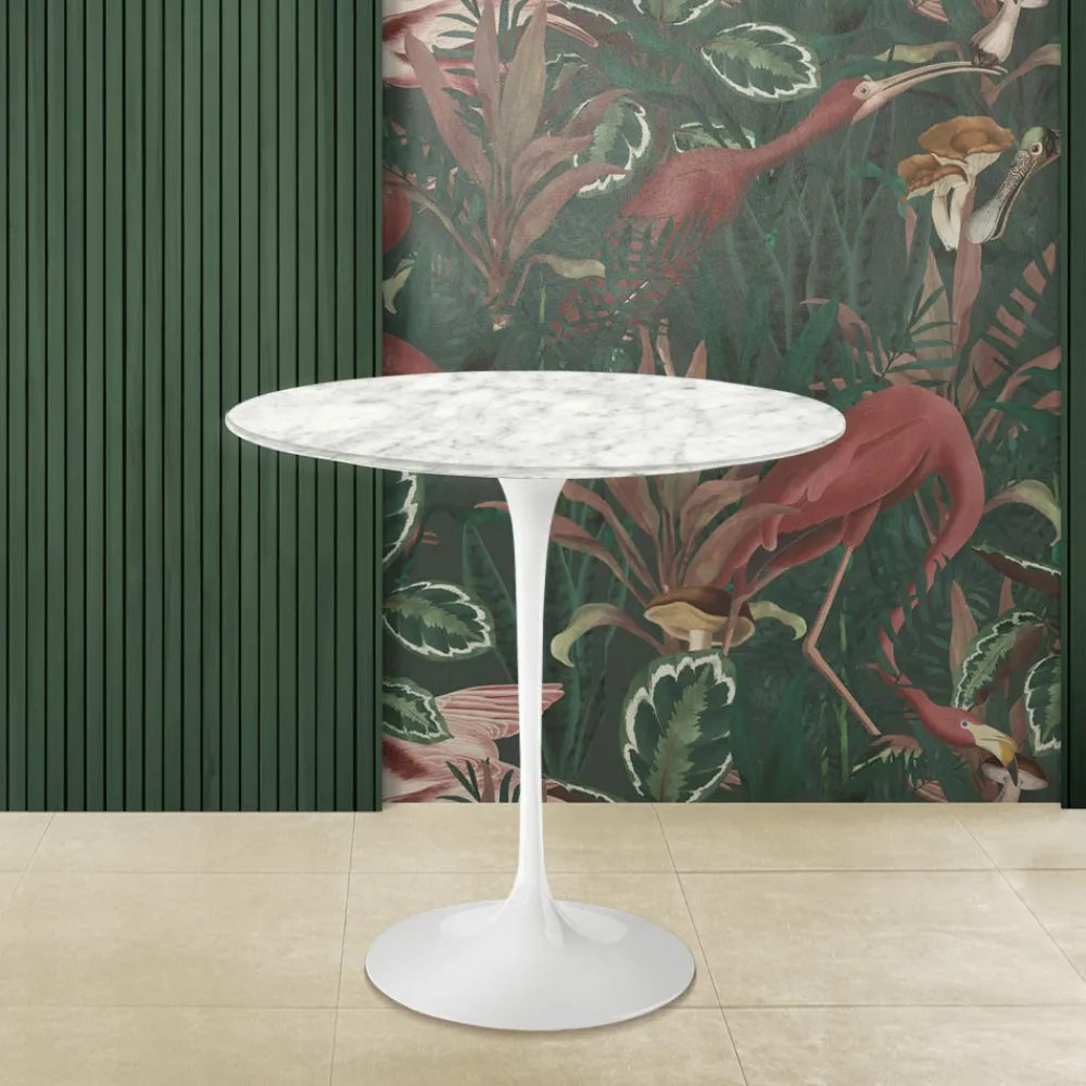 Viadurini Living Moderne Couchtische|Tulip Tische-Tulip Saarinen H 52 Couchtisch mit ovaler Platte aus Carrara-Marmor, hergestellt in Italien – Scarlet