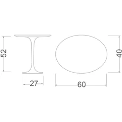Viadurini Living Moderne Couchtische|Tulip Tische-Tulip Saarinen H 52 Couchtisch mit ovaler Platte aus Carrara-Marmor, hergestellt in Italien – Scarlet