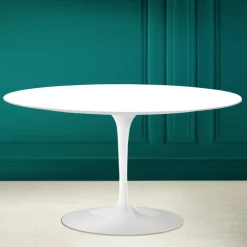 Viadurini Living Moderne Couchtische|Tulip Tische-Tulip Saarinen H 41 Ovaler Couchtisch aus absolut weißer Keramik, hergestellt in Italien – Scarlet