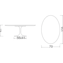 Viadurini Living Moderne Couchtische|Tulip Tische-Tulip Saarinen H 41 Ovaler Couchtisch aus vollgeäderter Statuenkeramik – Scarlet