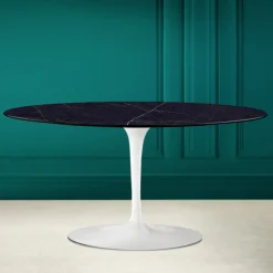 Viadurini Living Moderne Couchtische|Tulip Tische-Tulip Saarinen H 41 Ovaler Couchtisch aus Noir Laurent Keramik, hergestellt in Italien – Scarlet