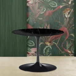 Viadurini Living Moderne Couchtische|Tulip Tische-Tulip Saarinen H 39 Ovaler Couchtisch aus schwarzem Marquinia-Marmor, hergestellt in Italien – Scarlet