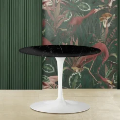 Viadurini Living Moderne Couchtische|Tulip Tische-Tulip Saarinen H 39 Ovaler Couchtisch aus schwarzem Marquinia-Marmor, hergestellt in Italien – Scarlet