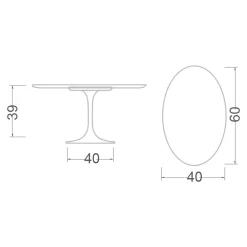 Viadurini Living Moderne Couchtische|Tulip Tische-Tulip Saarinen H 39 Ovaler Couchtisch aus schwarzem Marquinia-Marmor, hergestellt in Italien – Scarlet