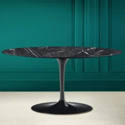 Viadurini Living Moderne Couchtische|Tulip Tische-Tulip Saarinen H 41 Ovaler Couchtisch aus Marquinia-Keramik, hergestellt in Italien – Scarlet