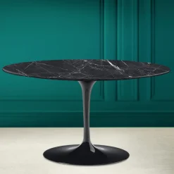 Viadurini Living Moderne Couchtische|Tulip Tische-Tulip Saarinen H 41 Ovaler Couchtisch mit Marquinia-Keramikplatte – Scarlet