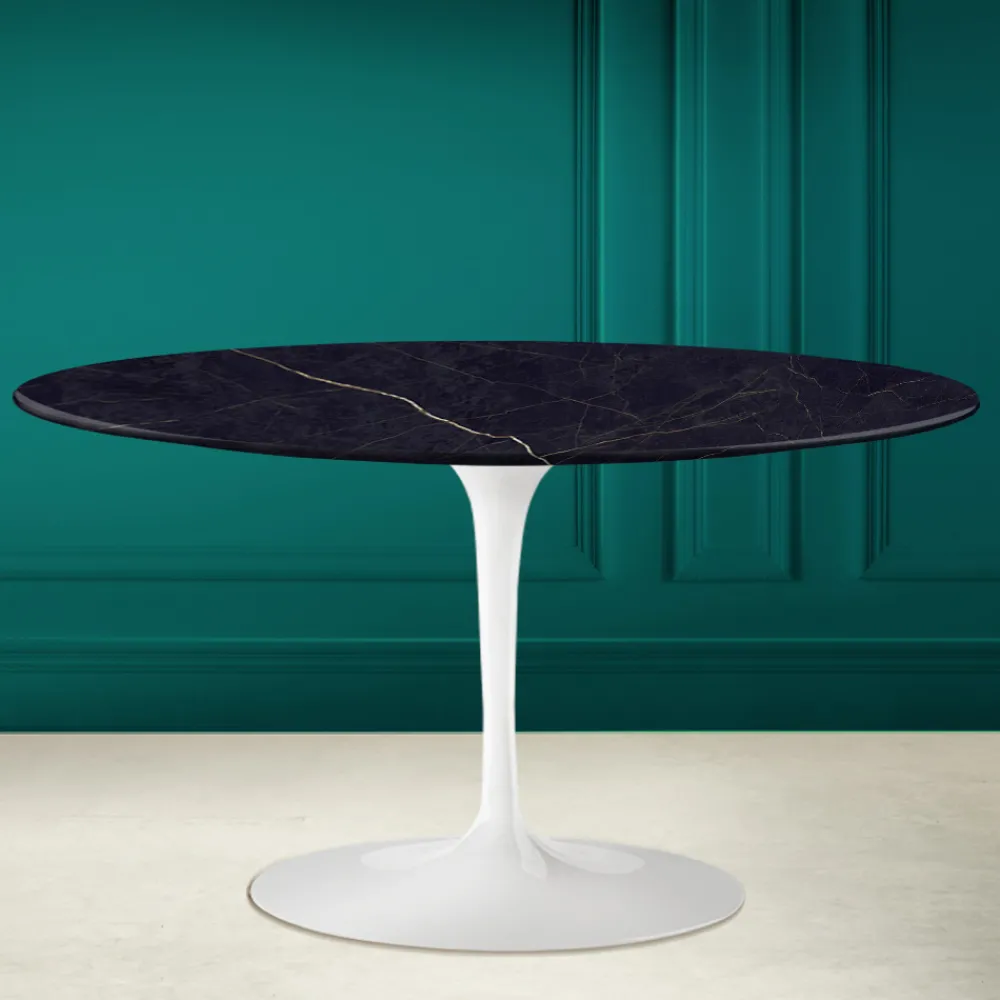 Viadurini Living Moderne Couchtische|Tulip Tische-Tulip Saarinen H 41 Ovaler Couchtisch mit Noir Laurent Keramikplatte – Scarlet