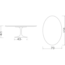 Viadurini Living Moderne Couchtische|Tulip Tische-Tulip Saarinen H 41 Ovaler Couchtisch mit Noir Laurent Keramikplatte – Scarlet