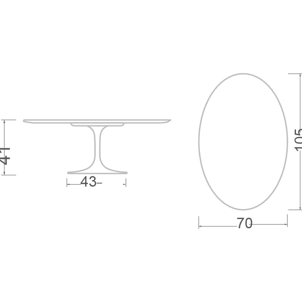 Viadurini Living Moderne Couchtische|Tulip Tische-Tulip Saarinen H 41 Ovaler Couchtisch mit Noir Laurent Keramikplatte – Scarlet