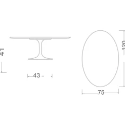 Viadurini Living Moderne Couchtische|Tulip Tische-Tulip Saarinen H 41 Ovaler Couchtisch mit Noir Laurent Keramikplatte – Scarlet