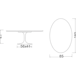 Viadurini Living Moderne Couchtische|Tulip Tische-Tulip Saarinen Ovaler Couchtisch H 41 aus Kira-Keramik, hergestellt in Italien – Scarlet