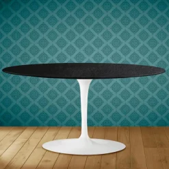 Viadurini Living Moderne Couchtische|Tulip Tische-Tulip Saarinen Ovaler Couchtisch H 41 aus Sirius-Keramik, hergestellt in Italien – Scarlet