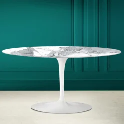 Viadurini Living Moderne Couchtische|Tulip Tische-Tulip Saarinen Ovaler Couchtisch H 41 in Statuen-Altissimo, hergestellt in Italien – Scarlet