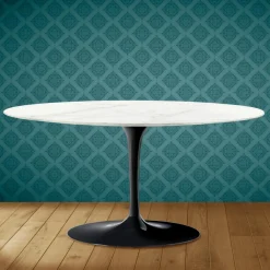 Viadurini Living Moderne Couchtische|Tulip Tische-Tulip Saarinen Ovaler Couchtisch H 41 aus Rem-Keramik, hergestellt in Italien – Scarlet