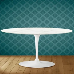 Viadurini Living Moderne Couchtische|Tulip Tische-Tulip Saarinen Ovaler Couchtisch H 41 aus Rem-Keramik, hergestellt in Italien – Scarlet