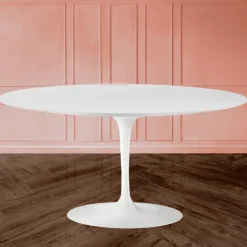 Viadurini Living Moderne Couchtische|Tulip Tische-Tulip Saarinen Ovaler Couchtisch aus weißem Flüssiglaminat H 41, hergestellt in Italien – Scarlet