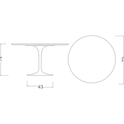 Viadurini Living Tulip Tische|Runde Tische-Tulip Tisch Eero Saarinen H 73 in Statuario Vollkeramik Made in Italy - Scharlachrot