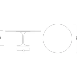 Viadurini Living Tulip Tische|Runde Tische-Tulip Tisch Eero Saarinen H 73 Rund in Schwarz Keramik Soft Made in Italy - Scharlachrot