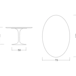 Viadurini Living Tulip Tische|Esstisch Oval-Tulip Tisch Eero Saarinen H 74 Oval aus schwarzem Flüssiglaminat Made in Italy - Scharlachrot
