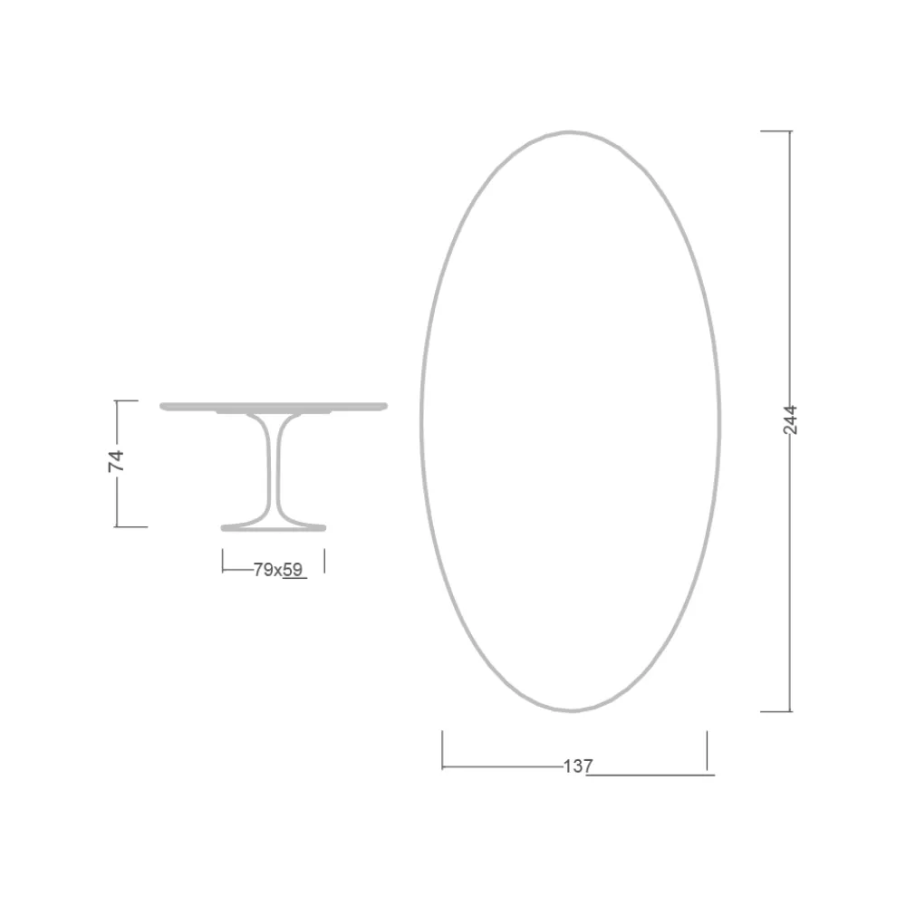 Viadurini Living Tulip Tische|Esstisch Oval-Tulip Tisch Eero Saarinen H 74 Oval aus schwarzem Flüssiglaminat Made in Italy - Scharlachrot
