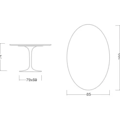 Viadurini Living Tulip Tische|Esstisch Oval-Tulip Tisch Eero Saarinen H 74 Oval aus schwarzem Flüssiglaminat Made in Italy - Scharlachrot