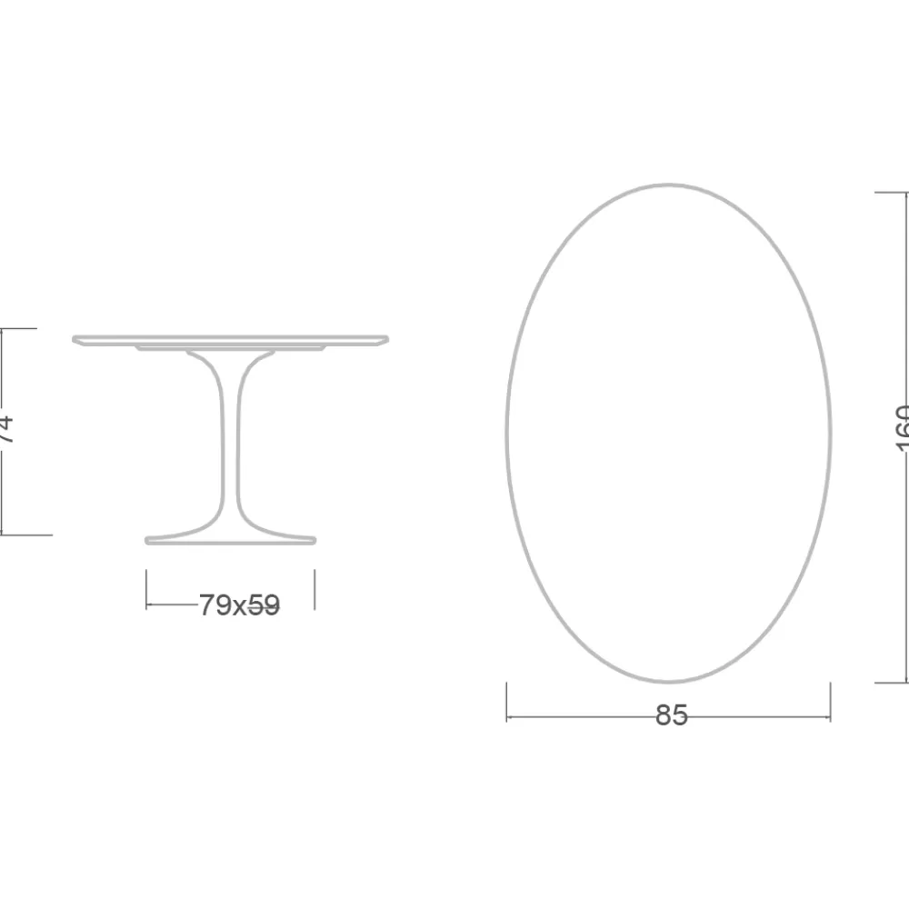 Viadurini Living Tulip Tische|Esstisch Oval-Tulip Tisch Eero Saarinen H 74 Oval aus schwarzem Flüssiglaminat Made in Italy - Scharlachrot