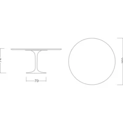 Viadurini Living Tulip Tische|Runde Tische-Tulip Tisch Eero Saarinen H 73 in Diamant Creme Keramik Made in Italy - Scharlachrot