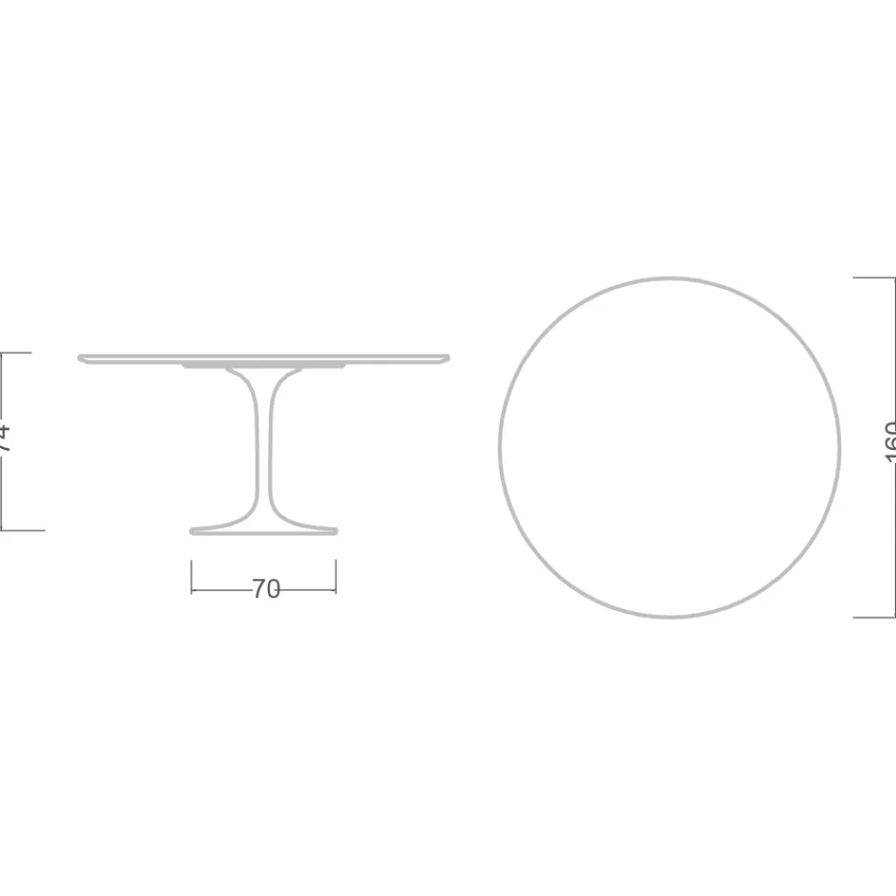 Viadurini Living Tulip Tische|Runde Tische-Tulip Tisch Eero Saarinen H 73 in Diamant Creme Keramik Made in Italy - Scharlachrot