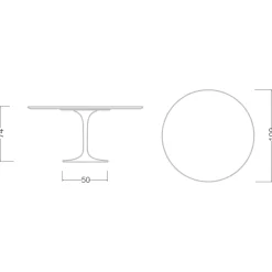 Viadurini Living Tulip Tische|Runde Tische-Tulip Tisch Eero Saarinen H 73 in Diamant Creme Keramik Made in Italy - Scharlachrot