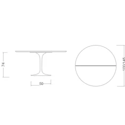 Viadurini Living Tulip Tische|Ausziehbare Esstische-Tulip Tisch Saarinen H 74 Ausziehbar in Weiß Flüssiglaminat Made in Italy - Scharlachrot