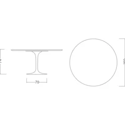 Viadurini Living Tulip Tische|Runde Tische-Tulip Tisch Saarinen H 73 Rund in Schwarz Keramik Soft Made in Italy - Scharlachrot