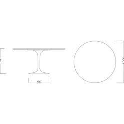 Viadurini Living Tulip Tische|Runde Tische-Tulpe Tisch Eero Saarinen H 73 in Keramik Noir Wunsch Made in Italy - Scharlachrot