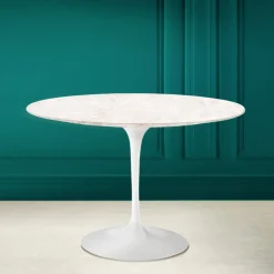 Viadurini Living Tulip Tische|Runde Tische-Tulpen Tisch Eero Saarinen H 73 Rund in Diamant Creme Keramik Made in Italy - Scharlachrot