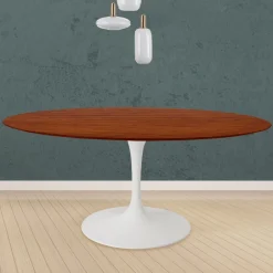 Viadurini Living Tulip Tische|Runde Tische-Tulpentisch Eero Saarinen H 74 Rund in Kirsche gebeizt Eiche Made in Italy - Scharlachrot