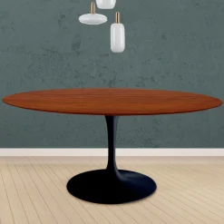 Viadurini Living Tulip Tische|Runde Tische-Tulpentisch Eero Saarinen H 74 Rund in Kirsche gebeizt Eiche Made in Italy - Scharlachrot