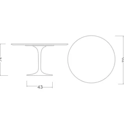 Viadurini Living Tulip Tische|Runde Tische-Tulpentisch Eero Saarinen H 74 Rund Keramischer Rest Made in Italy - Scharlachrot